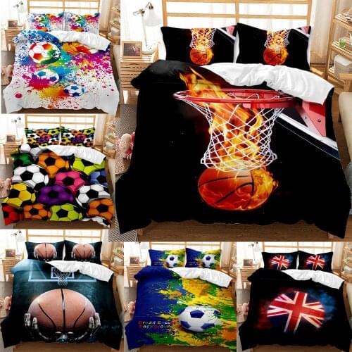 Soccer Football Sport 3/2Pcs Duvet Cover Sets Cartoon Bedding Sheet Child Boy Room Pillow case US Twin AU UK Single King Double