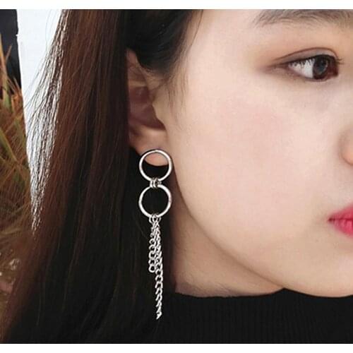 GorGor Dangle Earrings Women Originality Statement Minimalist Pin Tassel Chain Punk Style Metal Creative Party Jewelry EZ-352