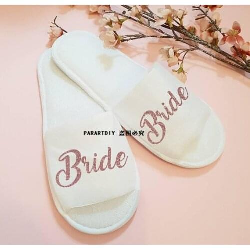 Personalized rose gold Wedding Slippers,customize Bride&Bridesmaid name Slippers.Bachelorette party favorsgifts