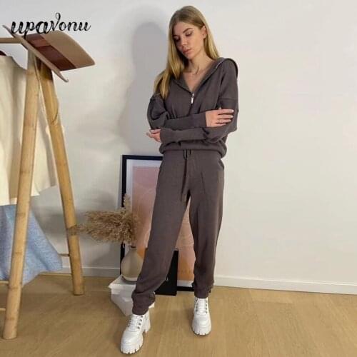 Free Shipping Turtleneck Sweater Set 2021 Autumn Womens Zipper Long Sleeve Loose Pullover Knitwear & Pencil Pants Two-Piece Set