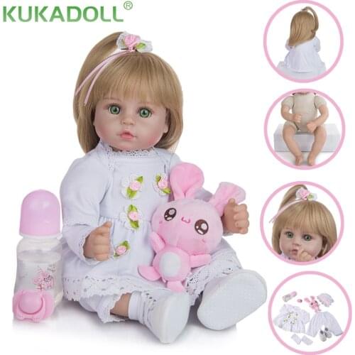 KUKADOLL 48CM Lifelike Reborn Babies Doll Cloth Body Cotton Stuffed 18 Inch Bebe Reborn Girl Doll Toy For Kids Christmas Present