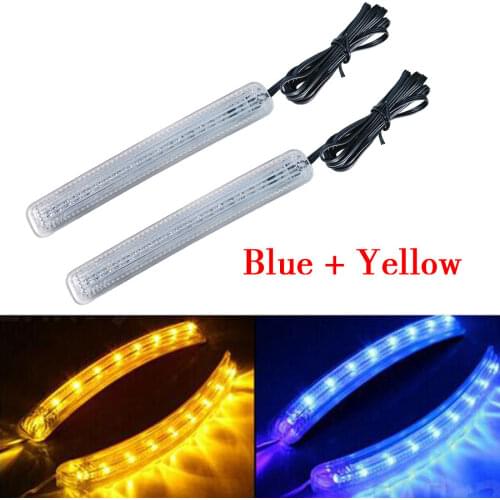 2PCS Soft LED Universal Auto Car Side Door Mirror Lamp Indicator Turn Signal Lights 12V Yellow Blue Duel Colors