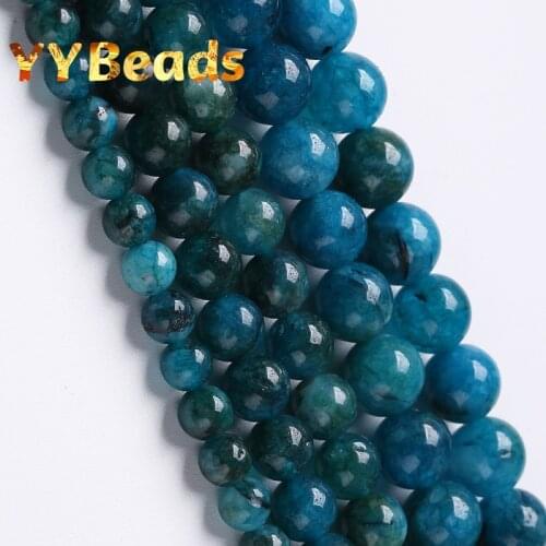 6 8 10mm Blue Apatite Stone Beads Smooth Loose Spacer Beads For Jewelry Making DIY Bracelet Accessories 15'' 6 8 10mm Wholesale