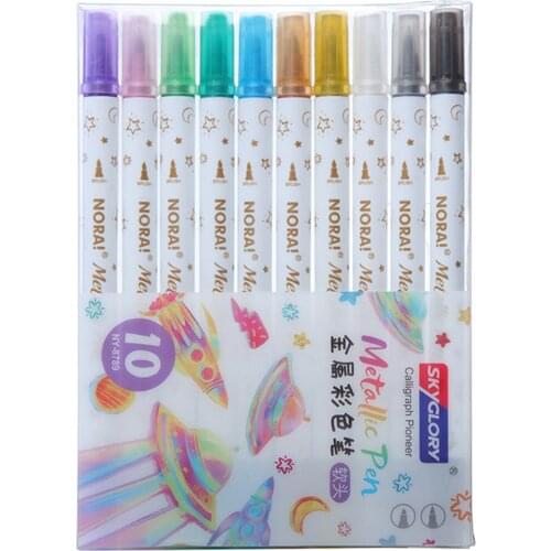 10 Colors Highlighters Set Double Tipped Colored Pens Felt Tip Marker Pens Assorted Colors for Teachers and Students Notes