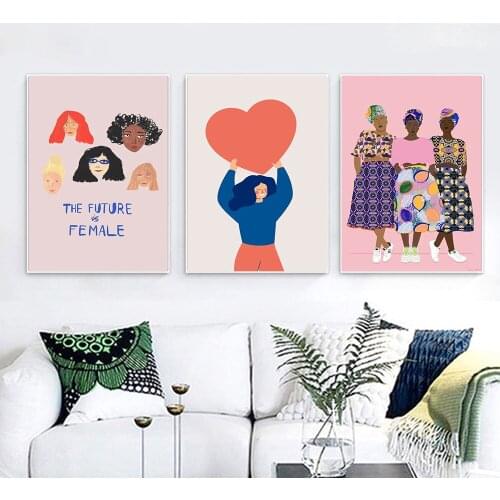 Abstract Feminism Unity Sisters Wall Art Canvas Painting Nordic Posters and Prints Wall Pictures for Living Home Decoration