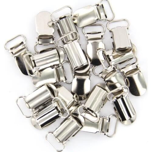 New Hot Sale 20pcs Webbing Hook Pacifier Suspender Clips for making pacifier holders Silver 16mm