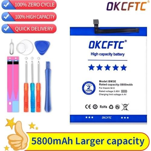 Original Phone Battery BM3E for Xiaomi Mi 8 Mi8 M8 Real 5800mAh High Quality Replacement Battery