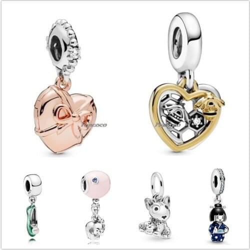 Authentic 925 Sterling Silver Shine Hearts & Bees With We Beelong Together Charm Bead Fit Pandora Bracelet & Necklace Jewelry