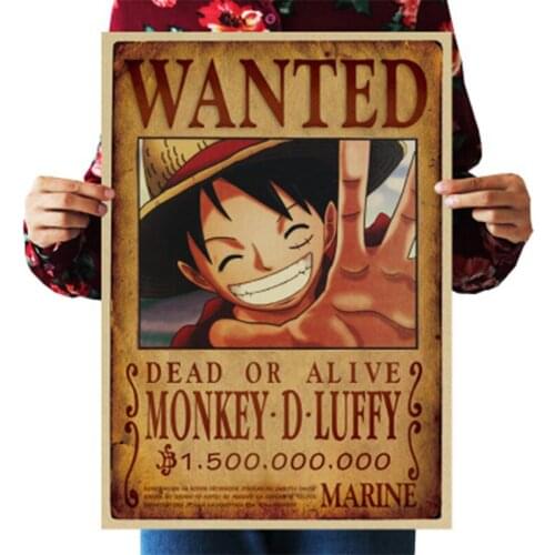 Janpan Anime One Piece 35*50cm Kraft Paper Poster Wanted Luffy Ship Team Zoro Chooper Sanji Poster Bar Or Coffee House Wallpaper
