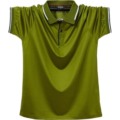 Oversized 5XL 6XL Mens Regular-fit Cotton Pique Polo Shirt 2021 Summer New Business Casual Fat Ice Silk Men Shorts Sleeve Polo