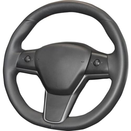 Hand Sewing Car Steering Wheel Cover For Tesla Model 3 2017 2018 2019 2020 2021 Customized Steering Wrap Microfiber Leather