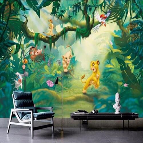 Custom Photo Self-Adhesive Wallpaper 3D Cartoon Animal Wood Background Wall Decorative Painting Children papel DE parede 5D/8D