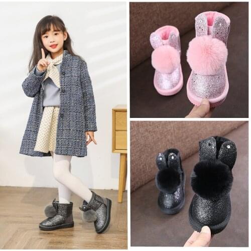 Hot Kids Snow Boots For Kids New Winter Princess Toddler Shoes Toddler Non-slip Flat Round Toe Baby Girls beautiful boots