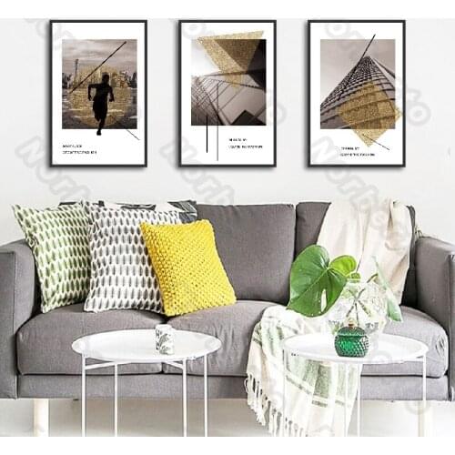 Modern Fashion City Canvas Painting Wall Poster Painting Golden Effect for Living Room Bedroom Sofa Background Wall Decoratio