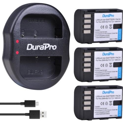 3Pcs DMW-BLF19 1860mAh DMW BLF19 BLF19E DMW-BLF19e DMW-BLF19PP Battery+ USB Dual Charger for Panasonic Lumix GH3 GH4 GH5 G9