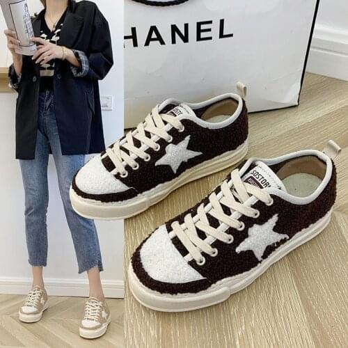 Sneakers Women Autumn Short Plush Recreation Platform Shoes Female Simplicity Soft Sole Walking Footwear Sapatos das mulheres