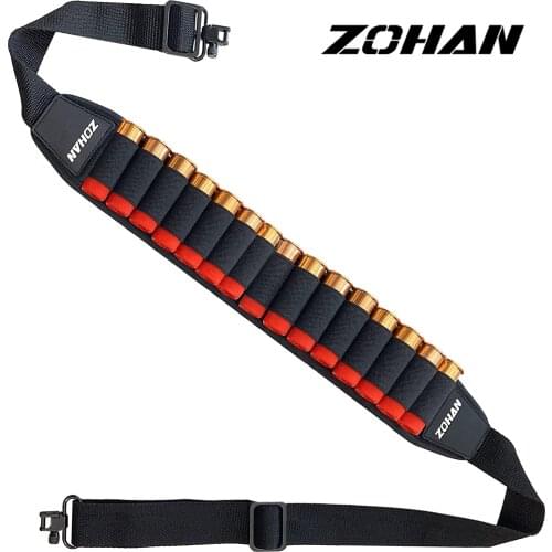 ZOHAN Shotgun Sling with Shell Holder for 12 Gauge Durable Rifle Sling with Swivels Shoulder Padded Gun Sling Hold 15 Rounds