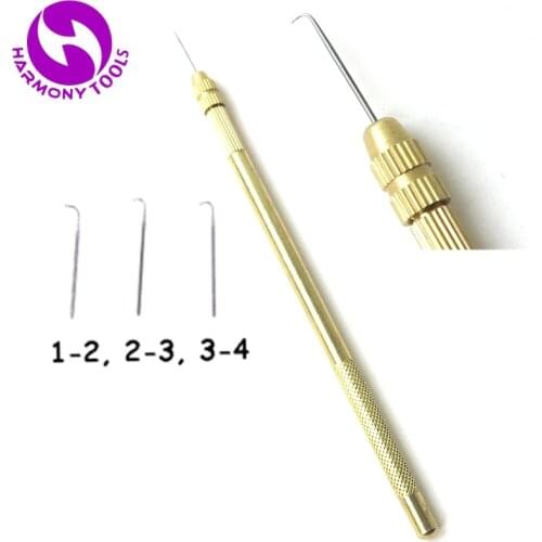 1pc Copper Brass Holder + 3pcs Ventilating Needles For Making Lace Wigs Toupee Wig Knotting Crochet Hook