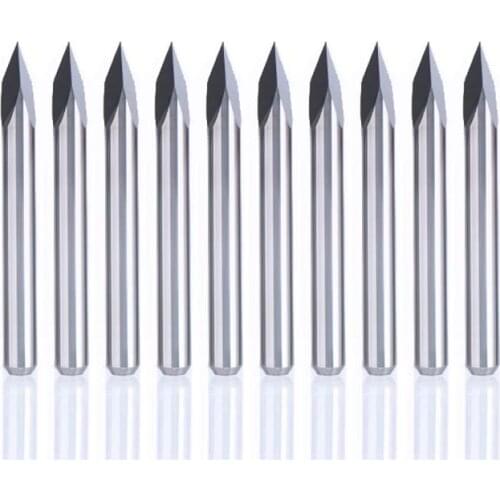 10Pcs Carbide Steel 60 Degree 1/8" Router Pyramid Engraving Bits CNC Machinery 0.2mm