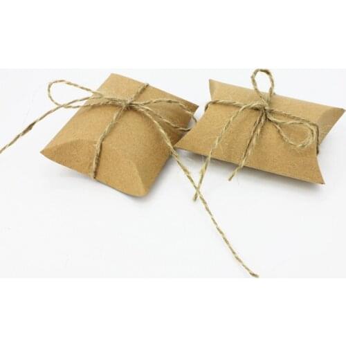 20PCS New Style Kraft paper Pillow Shape Wedding Favor Gift Box pie box Party Candy Box Decoration Mariage Wedding Supplies