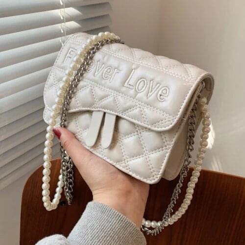 2021 Saddle Crossbody Bag for Women Fashion Sac A Main Female Shoulder Bag Female Handbags and Purses with Pearl Handle 3 colour