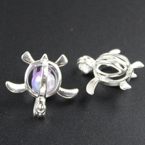 24*22mm,Turtle Tortoise Essential Oil Diffuser Pearl Cage Pendant,Aromatherapy Locket Necklace Volcanic Setting Lava Stone