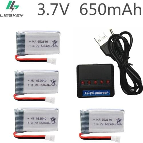 4pcs 3.7V 650mAh Drone Rechargeable Li-po Battery 802540 + USB Charger set For SYMA X5C X5C-1 X5 X5SC X5SW Quadcopter