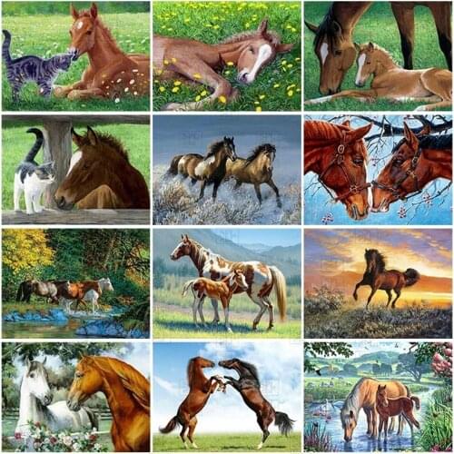 Animal Horse Diamond Painting Full Drill 5D Diy Diamond Embroidery Cross Stitch Diamond Pictures of Rhinestones Home Decor Gifts