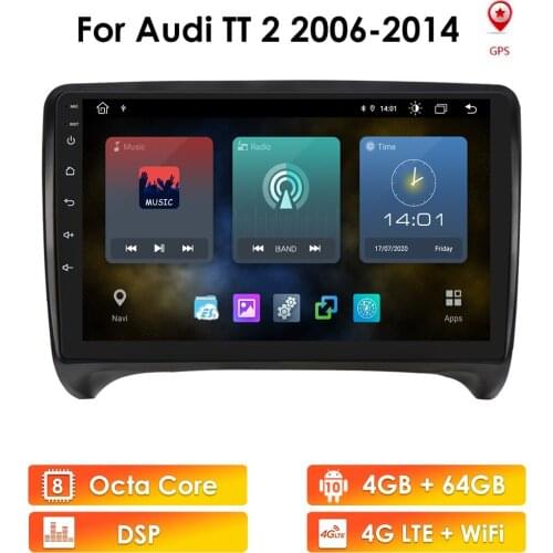 OSSURET Android Car Radio for Audi TT MK2 2006 2008 2012 2014 2DIN Auto Audio Car Stereo GPS Navi Stereo Multimedia Player WIFI