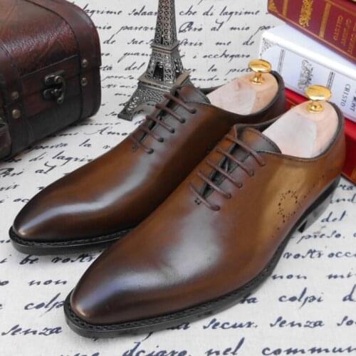 MALONEDA SKP140 Brand New Italy Handmade Classic Brogue Oxfords Leather Full Genuine Leather With Goodyear Welted