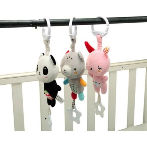 Baby Rattles Stroller Hanging Soft Toy Mobile Bed Cute Animal Doll Panda Rabbit Baby Crib Hanging Bell Toys