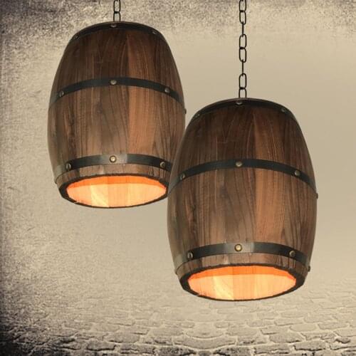 Retro Wood Wine Pendant Light Barrel Fixture Ceiling Lamp Lighting Bar Restaurant Cafe Decoration Light