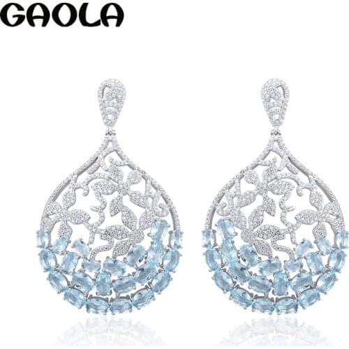 GAOLA Round Cubic Zircon Bridal Jewelry Wedding Gift Hollow Butterfly Dangle Earrings Jewelry Gift GLE6038