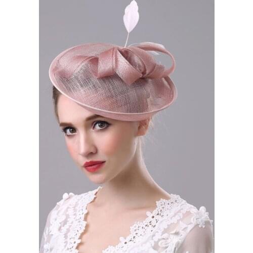 HT1773 High Quality Lady Fascinator Elegant Yarn Mesh Fedoras Vintage Hair Clips Wedding Hat Women Fedora Hat Feather Party Hat