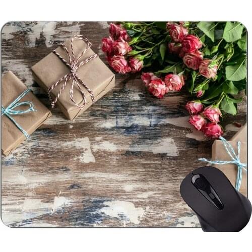 Gaming Mouse Mat,Rose gift flower still life -Stitched Edges