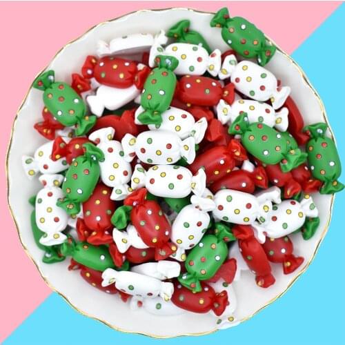 10Pcs Simulation Christmas Candy Flatback Resin Cabochon Fake Food Play Fit Phone Decoration DIY Accessories Scrapbooking Craft