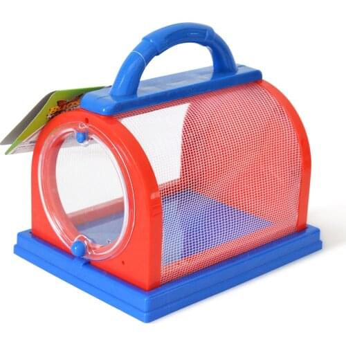 Insect Cage Outdoor Carrying Handle Portable Bug House for Kids (red&blue, Accessories Random Color)