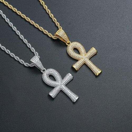 Anka Cross Brass Pendants Mirco Pave Prong Setting AAA CZ Men Hip Hop Jewelry CN340