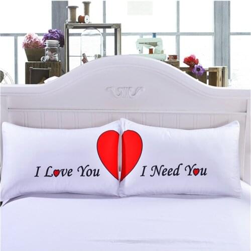 Lychee Letter Printed Pillowcases For Couple White Color Polyester Pillow Cover Fashion Pillow Case For Bedroom Use