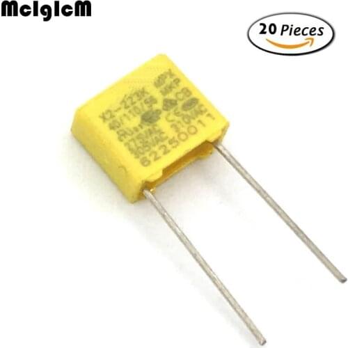 MCIGICM 20pcs capacitor X2 capacitor 275VAC X2 Polypropylene film capacitor 0.022uF 22nF Pitch 7.5mm