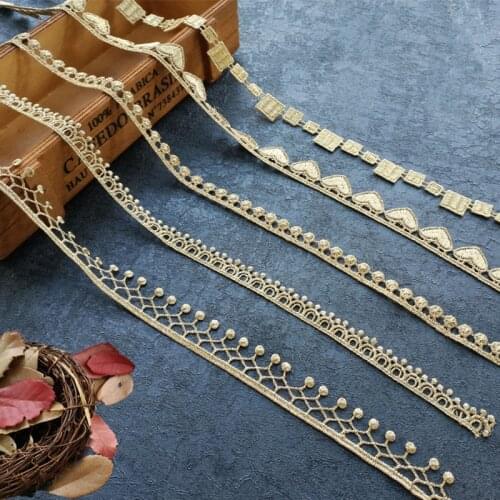 Metallic Gold/Silver lace trim, gold crochet lace ribbon trim 5yards/lot Free Shipping