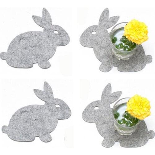Cute Rabbit Placemat Fabric Coaster Dining Mat Kitchen Easter Table Decorative Mat Restaurants Hotels Coffee Shop Decorations