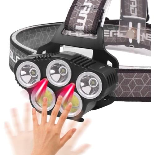 Powerful 5 Led Headlight Headlamp Head Flashlight Lamp Torch Light for Fishing Micro USB Rechargeable Built in Battery Litwod