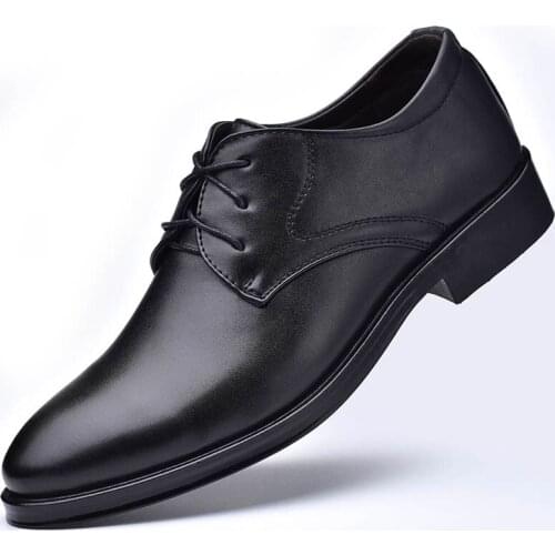 Mens Leather Shoes Business Dress Shoes With Laces Comfortable Soft Sole Casual Sshoes