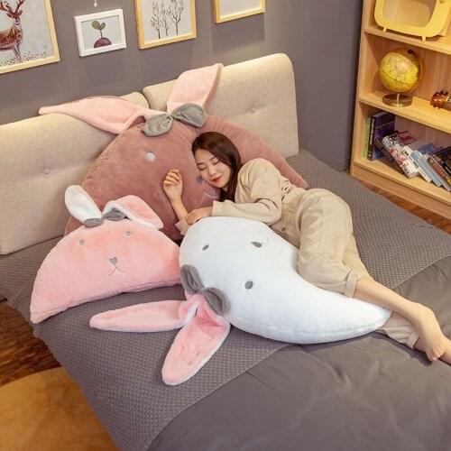 Soft Fluffy Down Cotton Rabbit Bear Piggy Cat Plush Headrest Soft Stuffed Cartoon Animals Bed Pillow Cushion Toy For Kids Girls