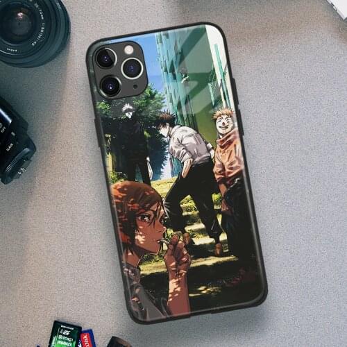 Jujutsu Kaisen Gojo Megumi Yuji Kugisaki Soft TPU Glass Phone Case for IPhone SE 6s 7 8 Plus X Xr Xs 11 12 Mini Pro Max Samsung