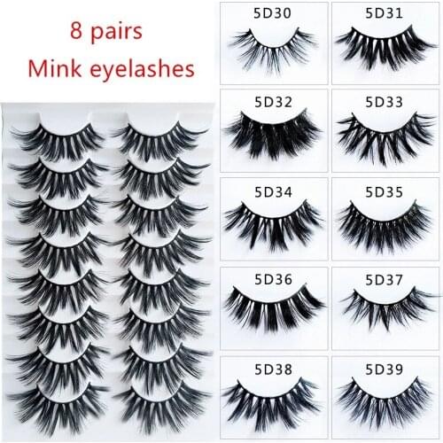 8 pairs of 25mm long false eyelashes 3D false eyelashes makeup dance eyelashes mink false eyelashes natural eyelash makeup
