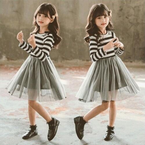 Dresses For Girls Long Sleeve Striped Kids Party Dress Autumn Dress Girls Teenage Kids Clothes 6 8 10 12 13 14 Girls clothing