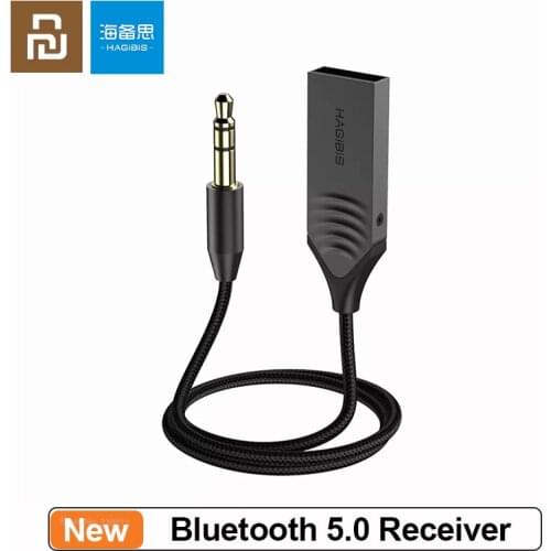 Youpin Hagibis Bluetooth 5.0 Receiver Car AUX 3.5mm Jack Wireless Adapter Audio Cable For Speaker Headphones Hands Free Call