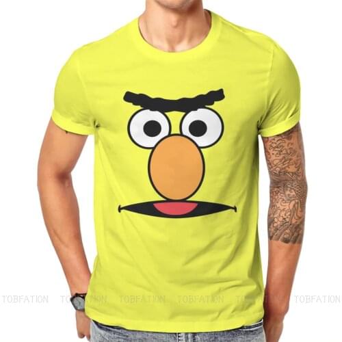 Sesame Street 80s TV Series Bert Face Tshirt Classic Grunge Mens Tshirts Tops Loose Cotton Crewneck T Shirt